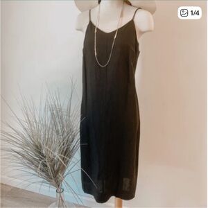 CAARA black cotton Slip Midi Dress